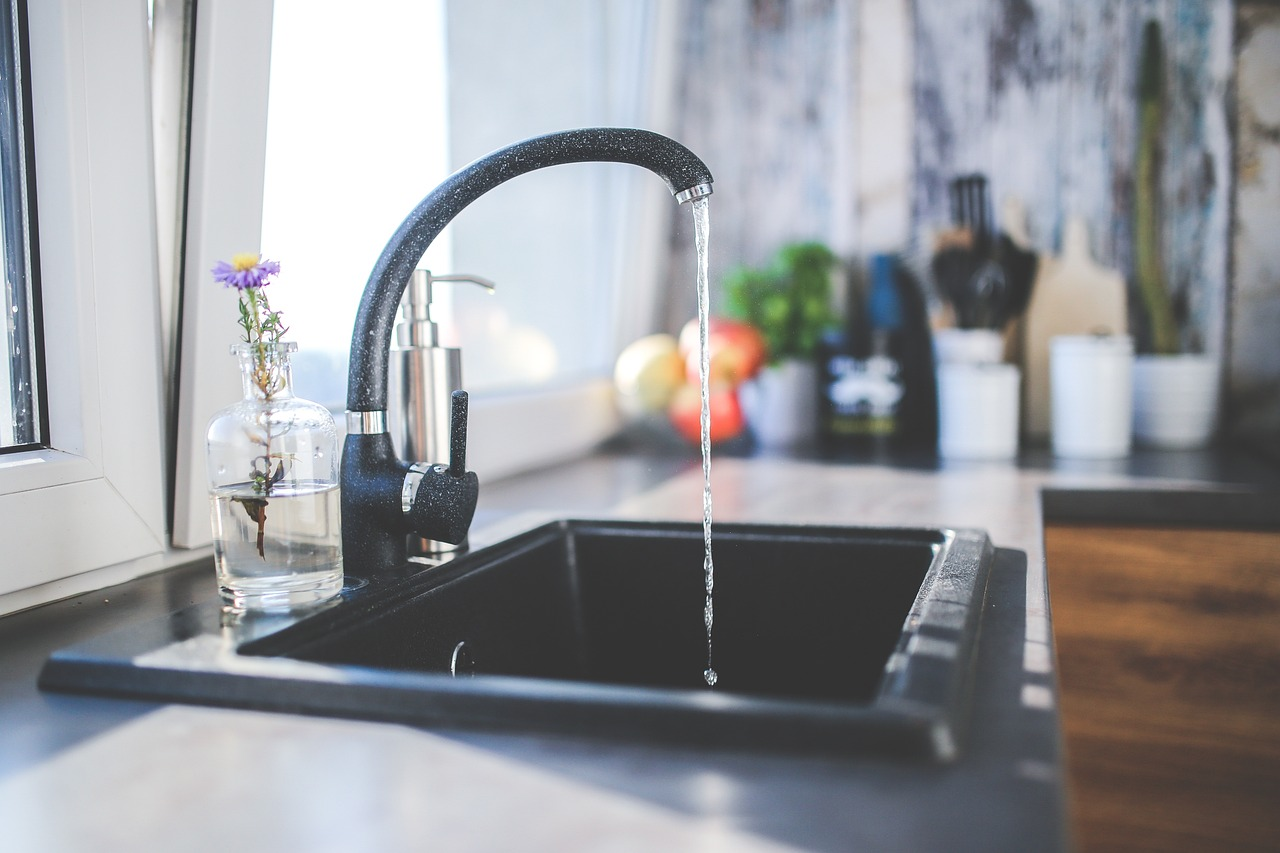 tap, black, faucet, kitchen, sink, nature, interior, design, modern, water